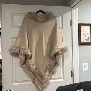 Fur trimmed poncho